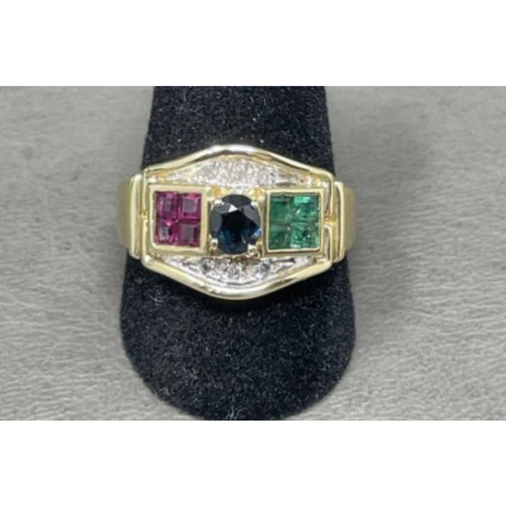 14k Solid Yellow Gold Sapphire, Ruby, Emerald And… - image 3